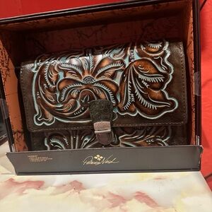 Patricia Nash Brown and Turquoise Crossbody Bag